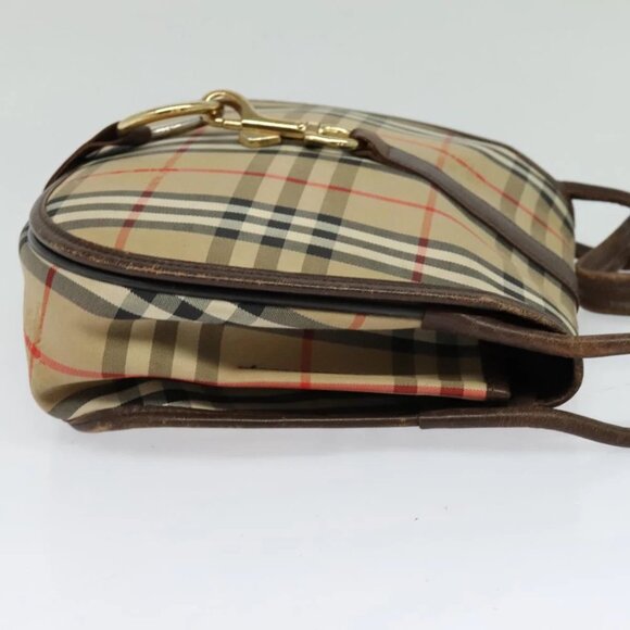 Burberrys Nova Check Shoulder Bag Canvas Beige Gold Auth 117545 - Picture 7 of 15